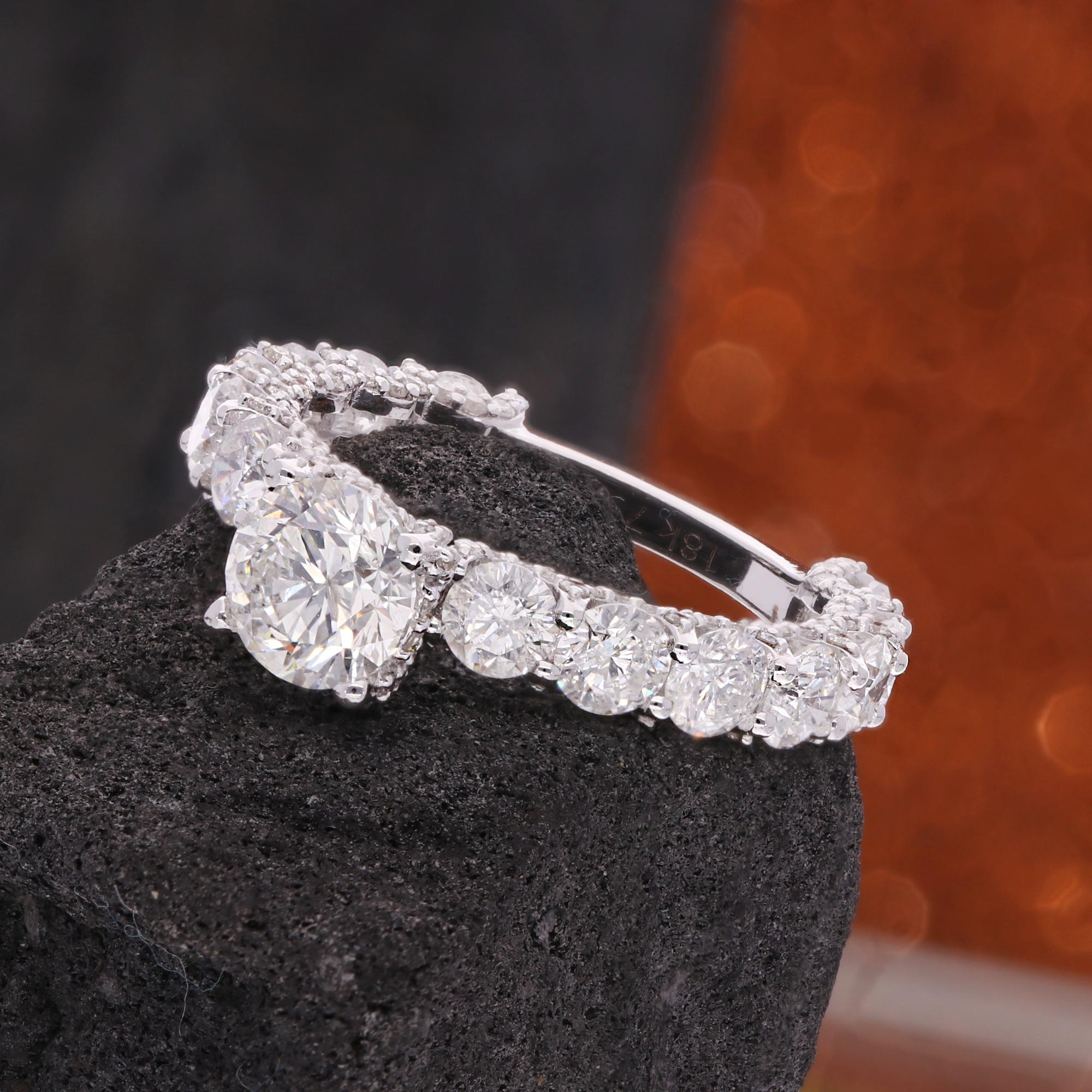 4,26 Karat SI Reinheit HI Farbe runder Diamant Ehering 18 Karat Weißgold (Rundschliff) im Angebot