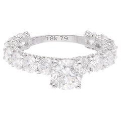 4.26 Ct SI Clarity HI Color Round Diamond Wedding Band Ring 18 Karat White Gold