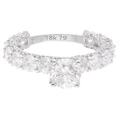 4,26 carati SI Clarity HI Color Anello nuziale con diamante rotondo Oro bianco 18 carati