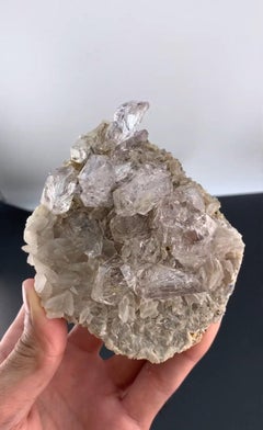 426 Grams Amethyst Diamond Yellow Quartz Crystals On Calcite From Pakistan