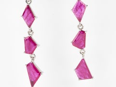 Pendientes colgantes de forma geométrica de rubí de 4,26 ct Oro blanco de 9 quilates R3268
