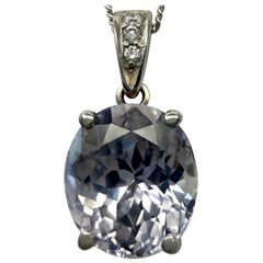 4.26ct GIA Certified Ceylon Light Purple Lilac Sapphire Diamond Platinum Pendant