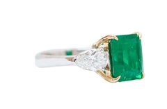 4.27 Carat Emerald, Diamonds, 18 Karat White Gold Ring.