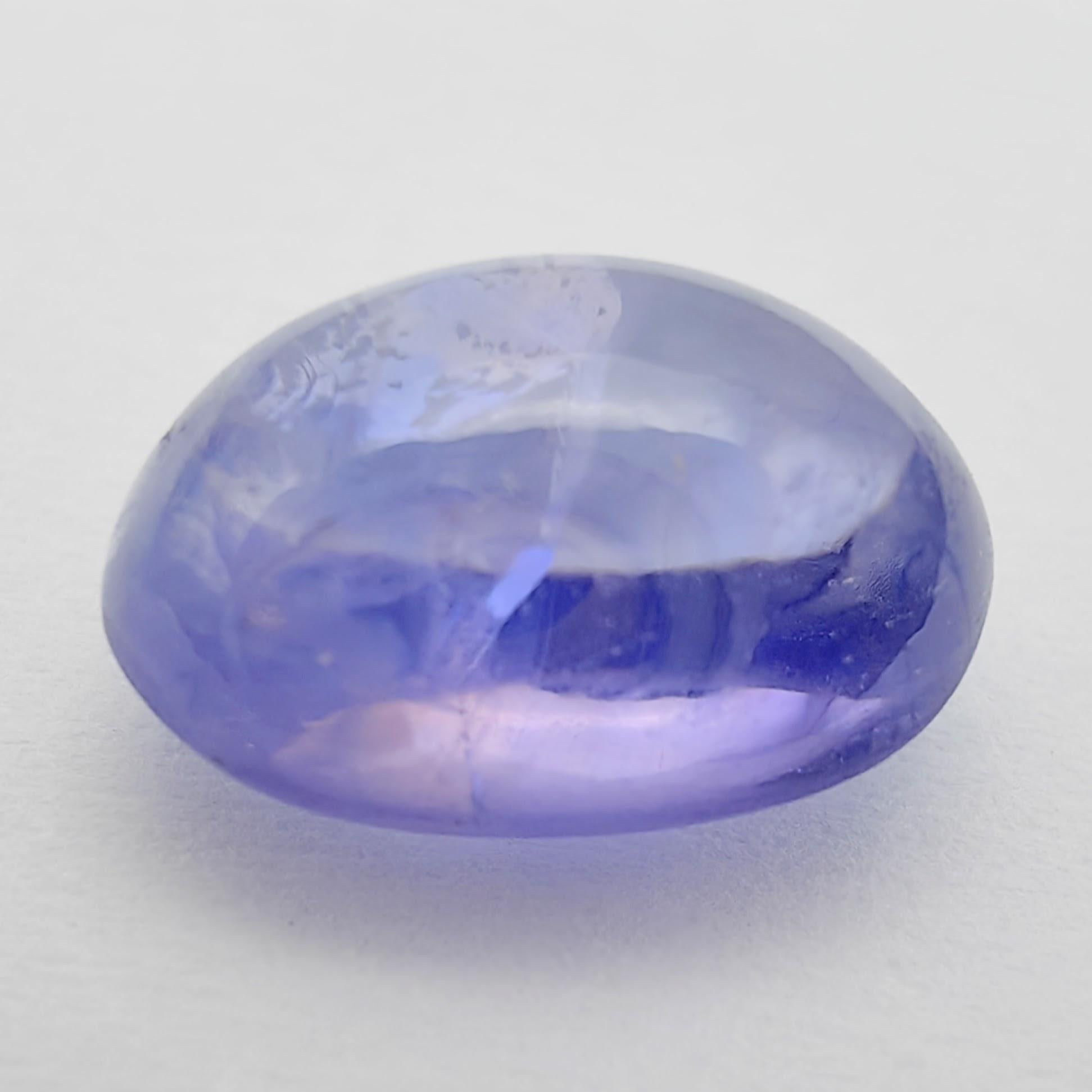 4.27 Karat IGI-zertifizierter natürlicher Sri Lanka Oval Cabochon Violett Blauer Saphir für Damen oder Herren im Angebot