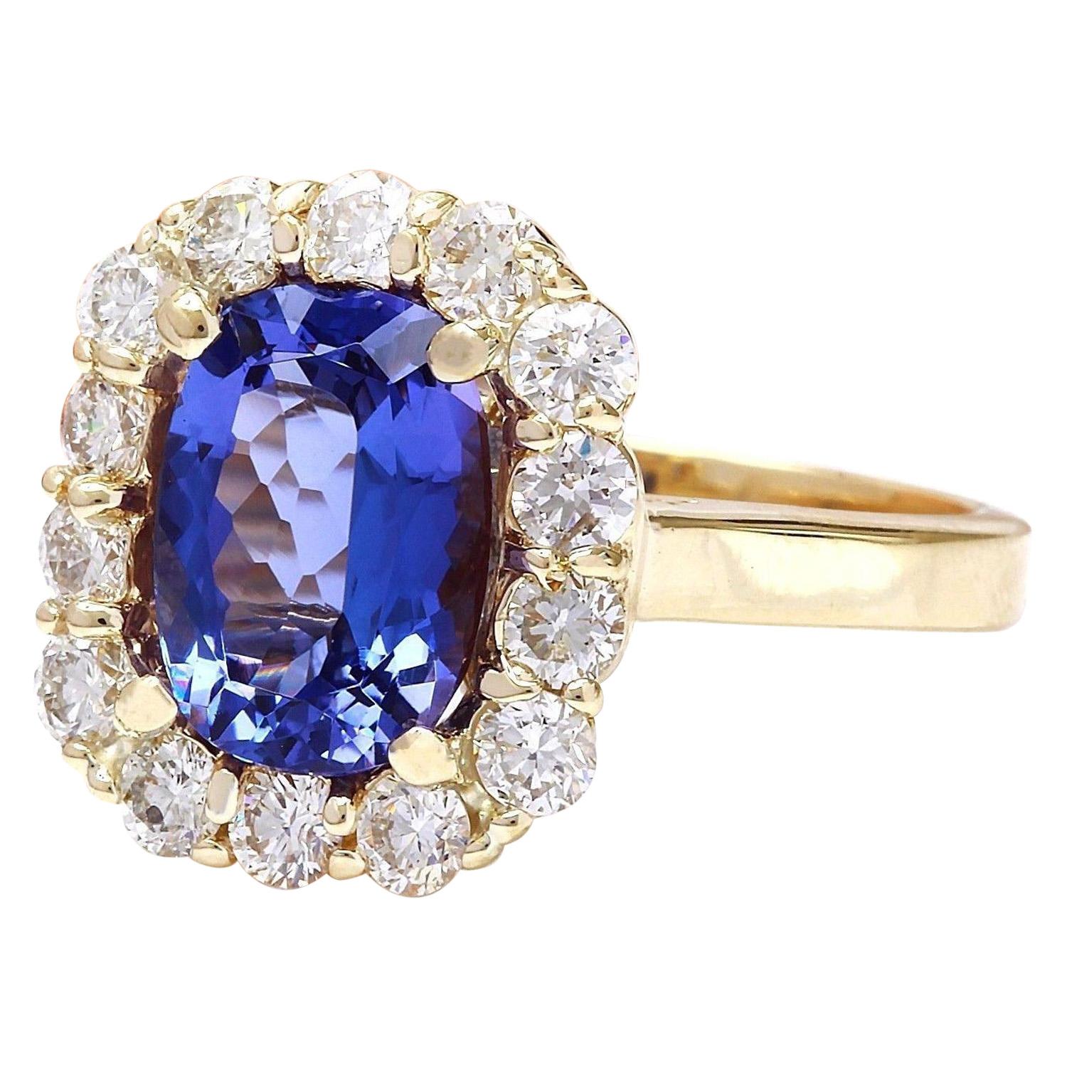 4.27 Carat Natural Tanzanite 14K Solid Yellow Gold Diamond Ring
 Item Type: Ring
 Item Style: Engagement
 Material: 14K Yellow Gold
 Mainstone: Tanzanite
 Stone Color: Blue
 Stone Weight: 3.27 Carat
 Stone Shape: Oval
 Stone Quantity: 1
 Stone