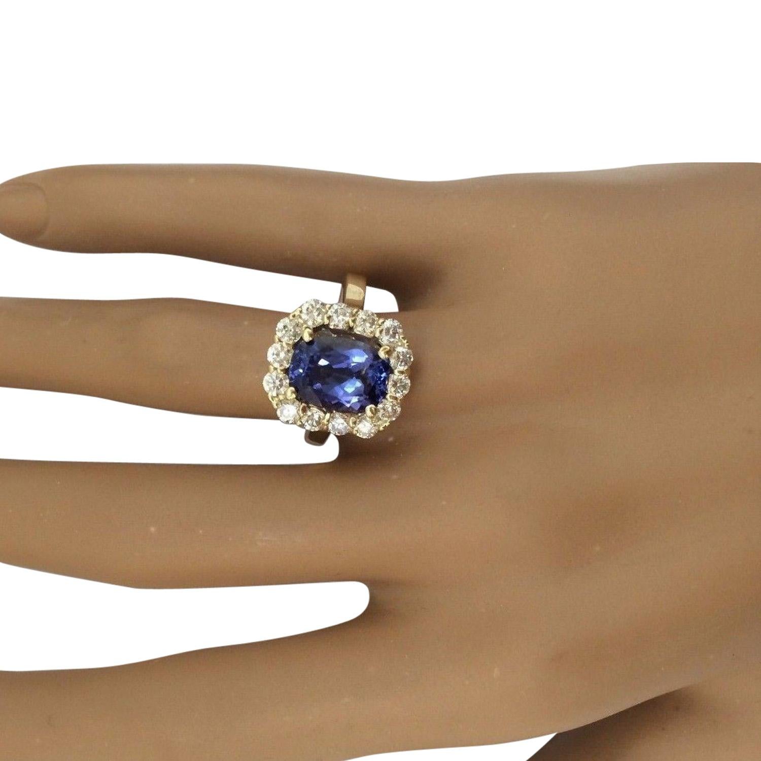 Natural Tanzanite Diamond Ring In 14 Karat Solid Yellow Gold  In New Condition For Sale In Los Angeles, CA