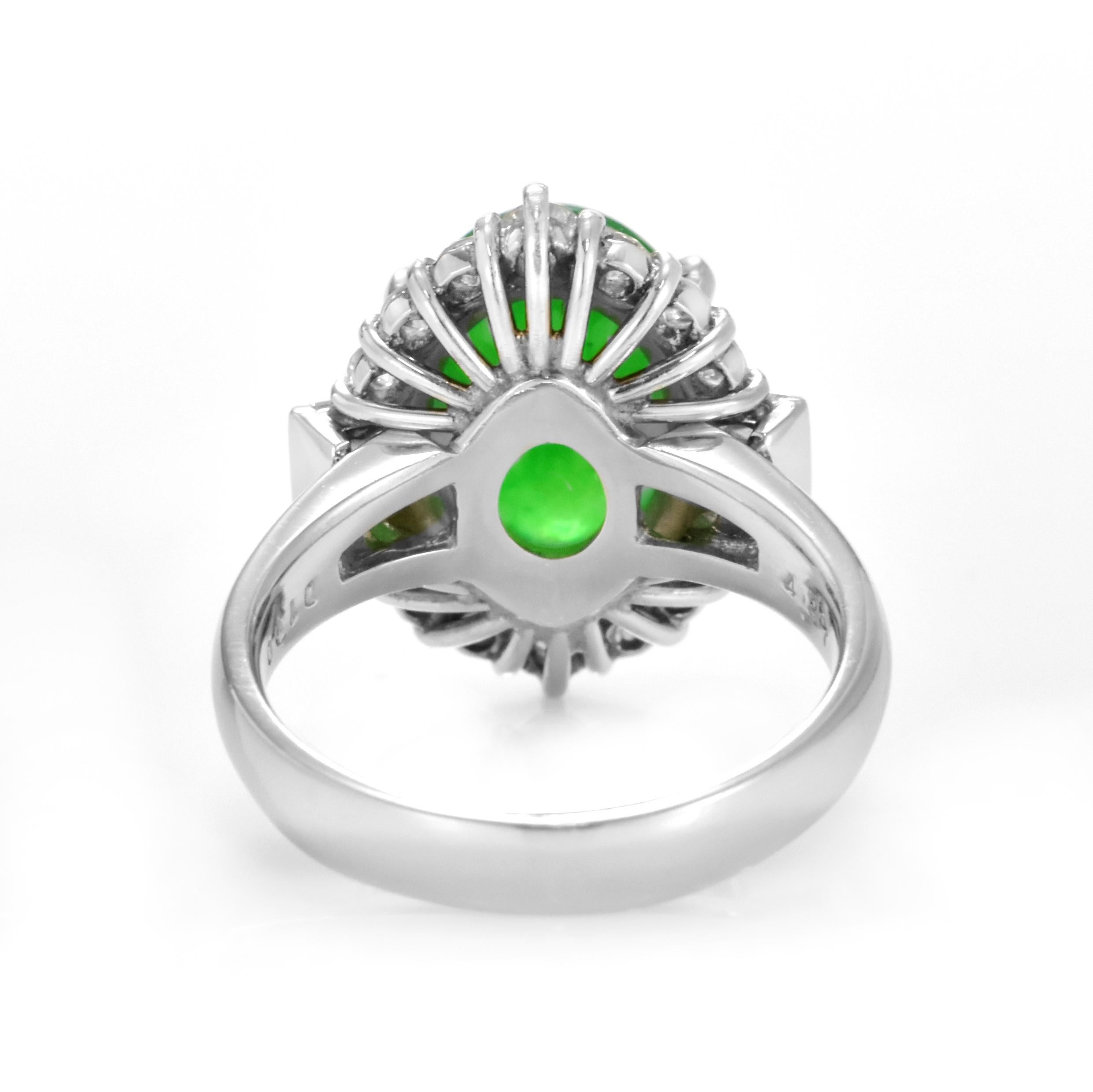 4.27 Carat Natural Type A Jade and Diamond Ring Made in Platinum For Sale 4