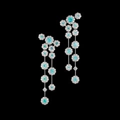 4.27 Carat Paraiba Tourmaline Diamond Flower Earrings
