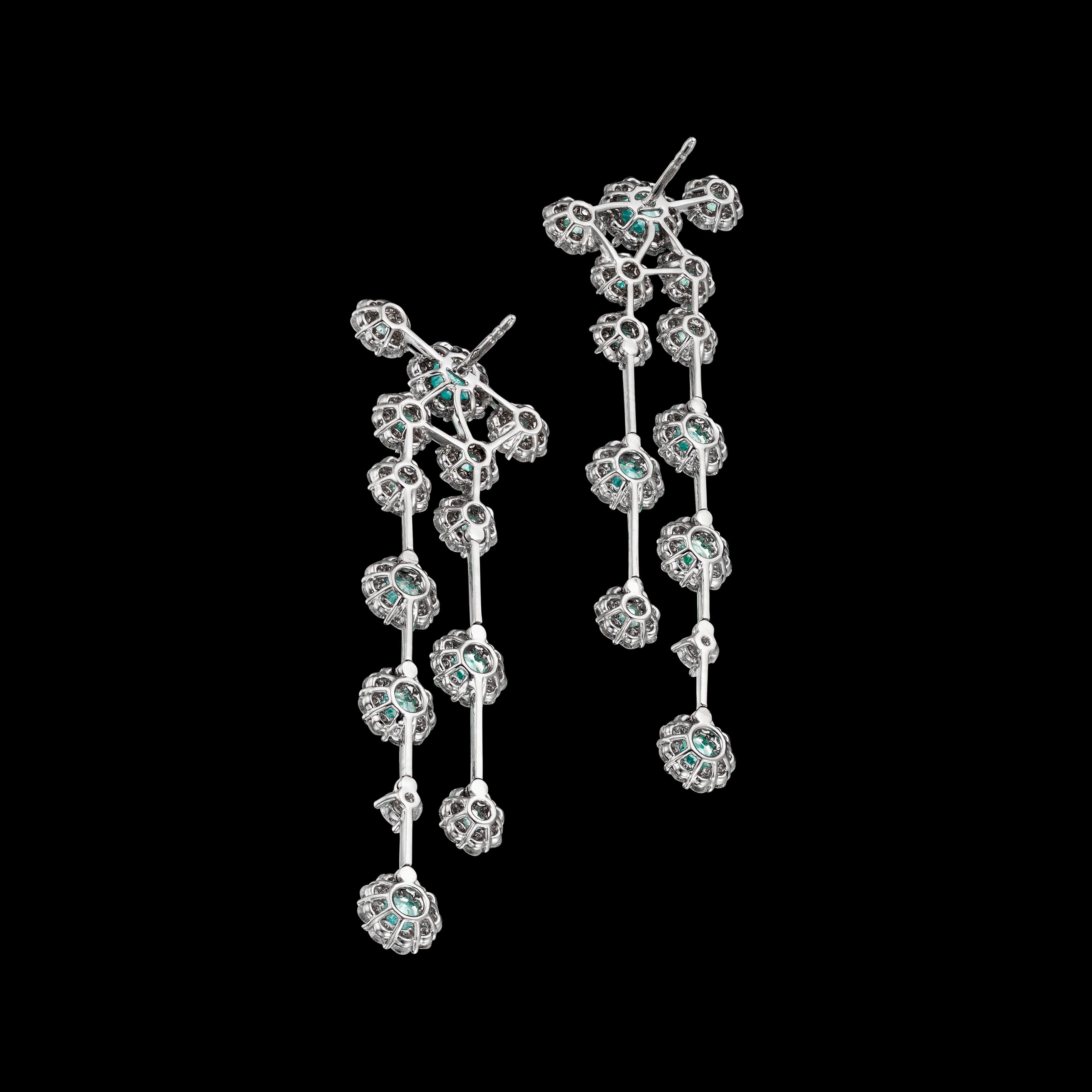 Women's or Men's 4.27 Carat Paraiba Tourmaline Diamond Flower Earrings For Sale