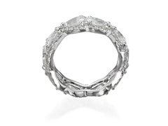 4.27 Carat Pear Shape Diamond 18 Karat White Gold Eternity Bang Ring