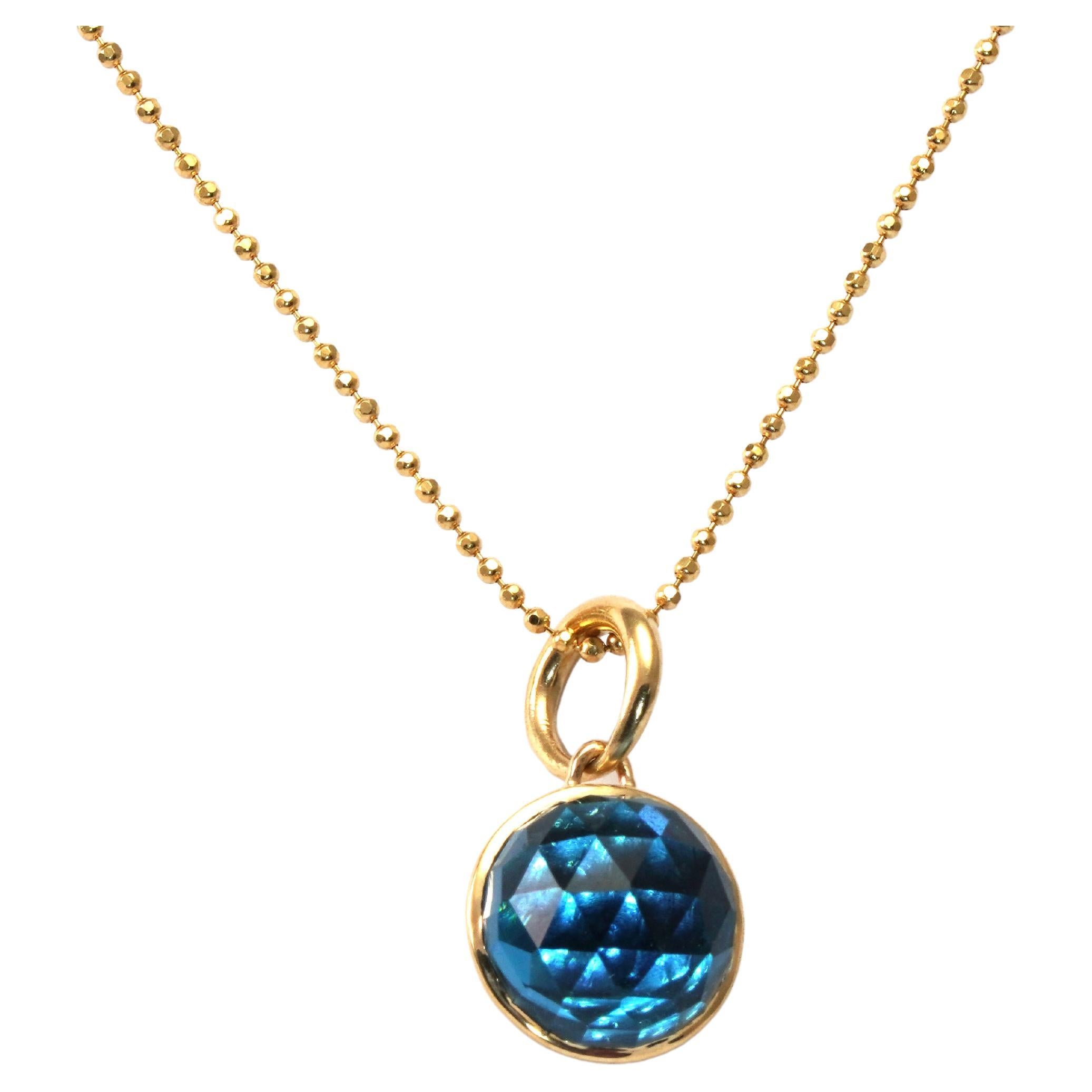 4.27 Carat Swiss Blue Topaz Necklace For Sale