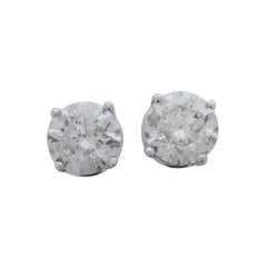 4.27 Carat Total Diamond Stud Earrings in 14 Karat White Gold 4.27 Carat Total Diamond Stud Earrings in 14 Karat White Gold
