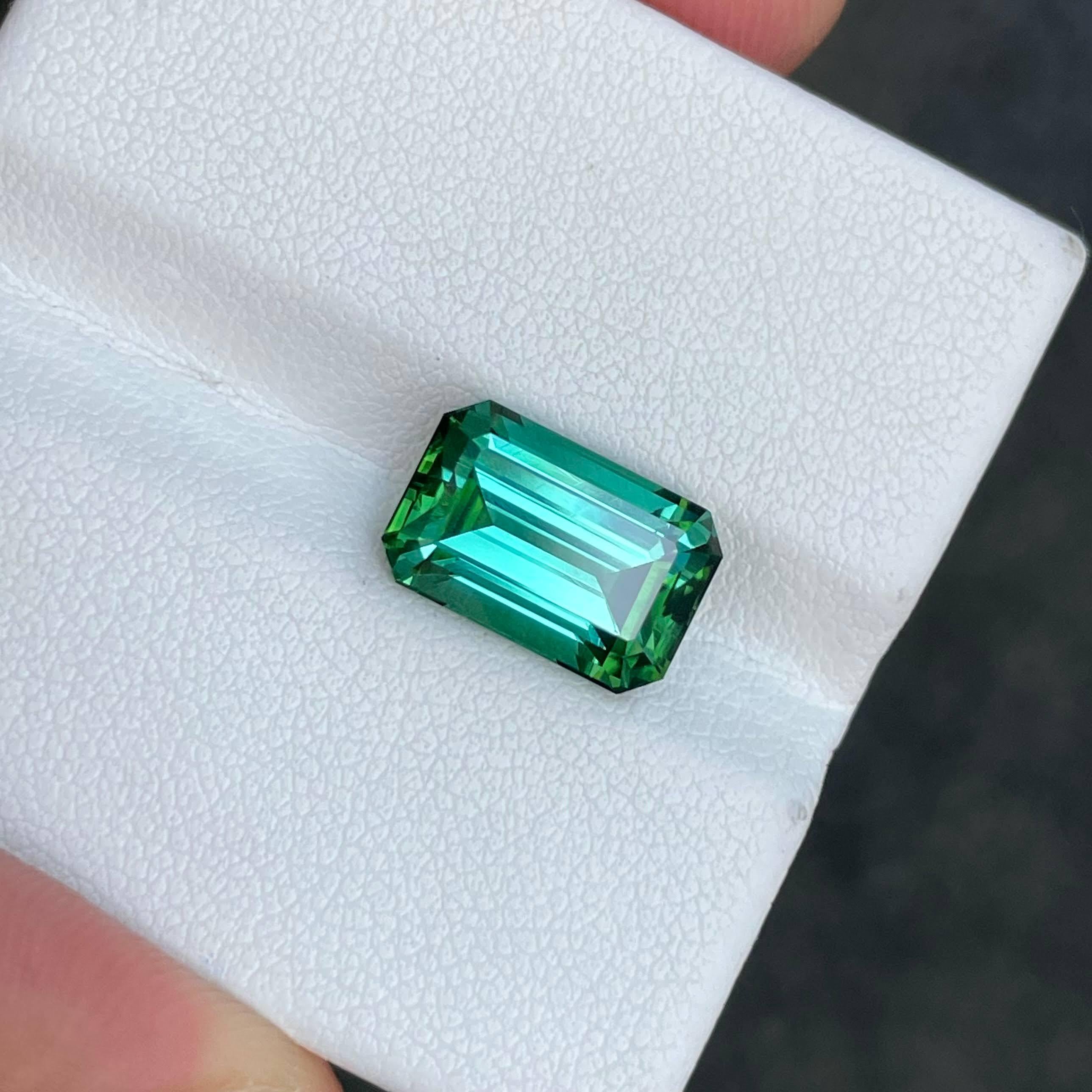 4.27 Carats Greenish Blue Tourmaline Stone Cushion Cut Natural Afghani Gemstone In New Condition For Sale In Bangkok, TH