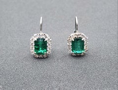 4.27 ct Zambian Emerald & Diamond Earrings