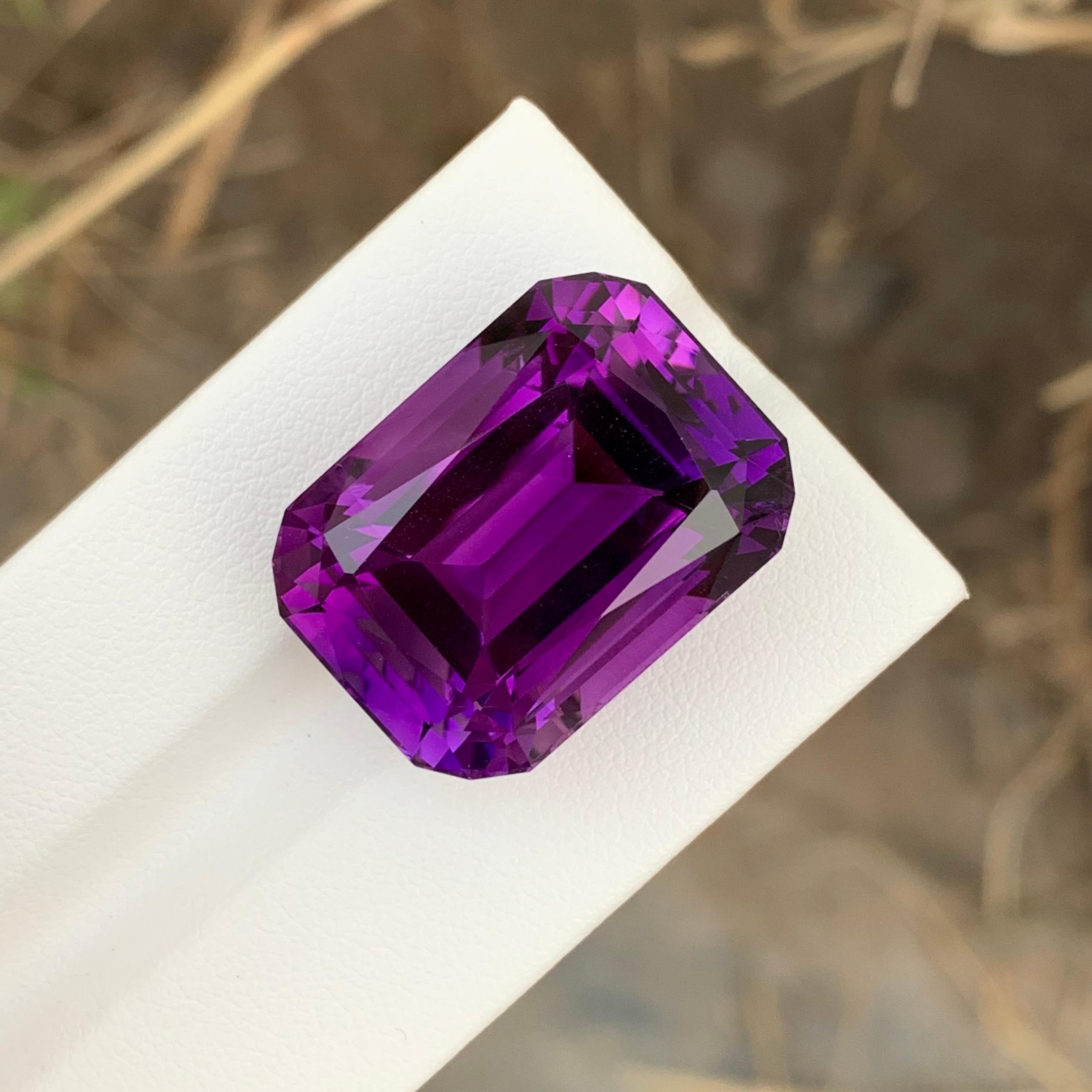 42.70 Carat Natural Loose Emerald Shape Dark Purple Amethyst Gem For Necklace  For Sale 4