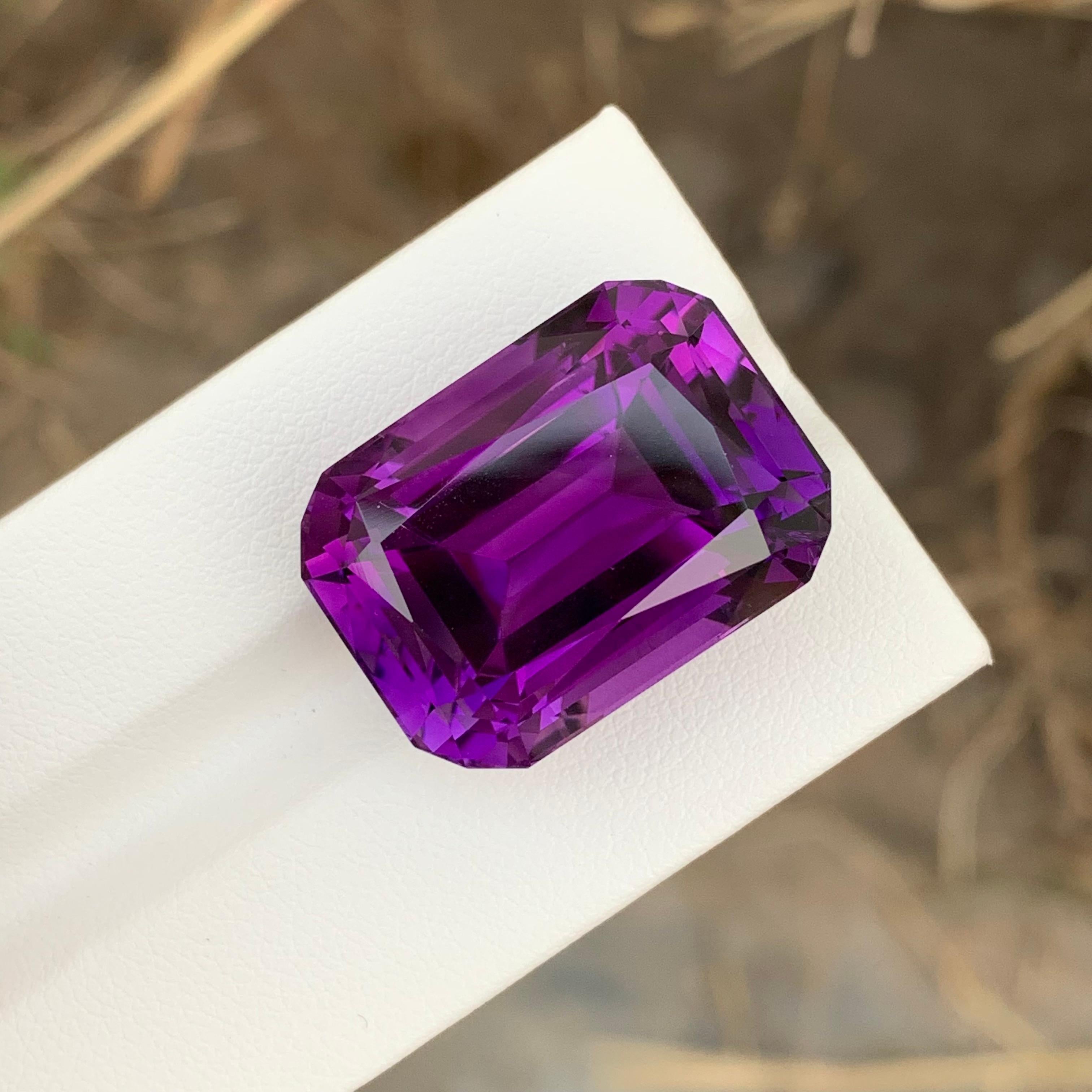 Arts and Crafts 42.70 Carat Natural Loose Emerald Shape Dark Purple Amethyst Gem For Necklace  For Sale