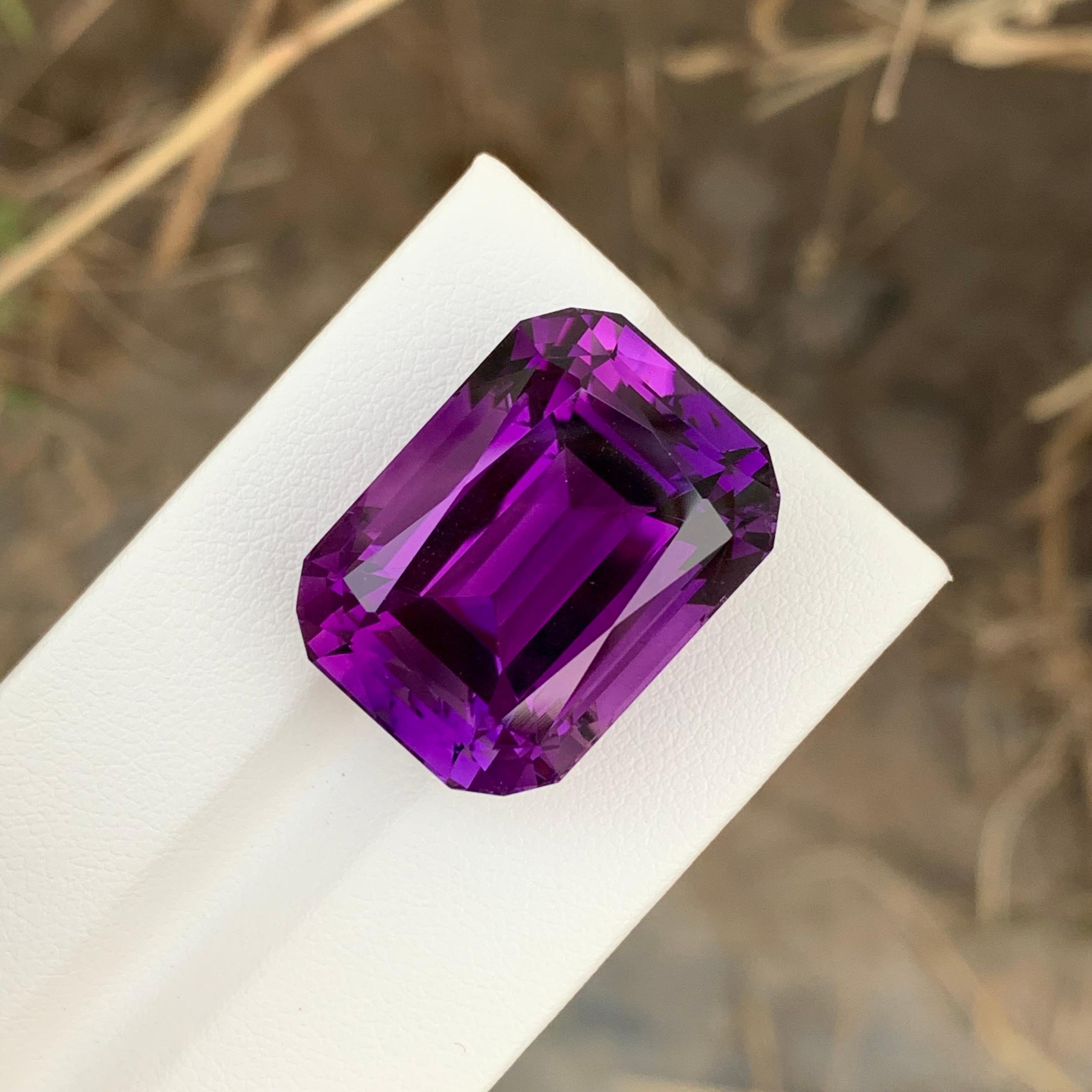 42.70 Carat Natural Loose Emerald Shape Dark Purple Amethyst Gem For Necklace  For Sale 2