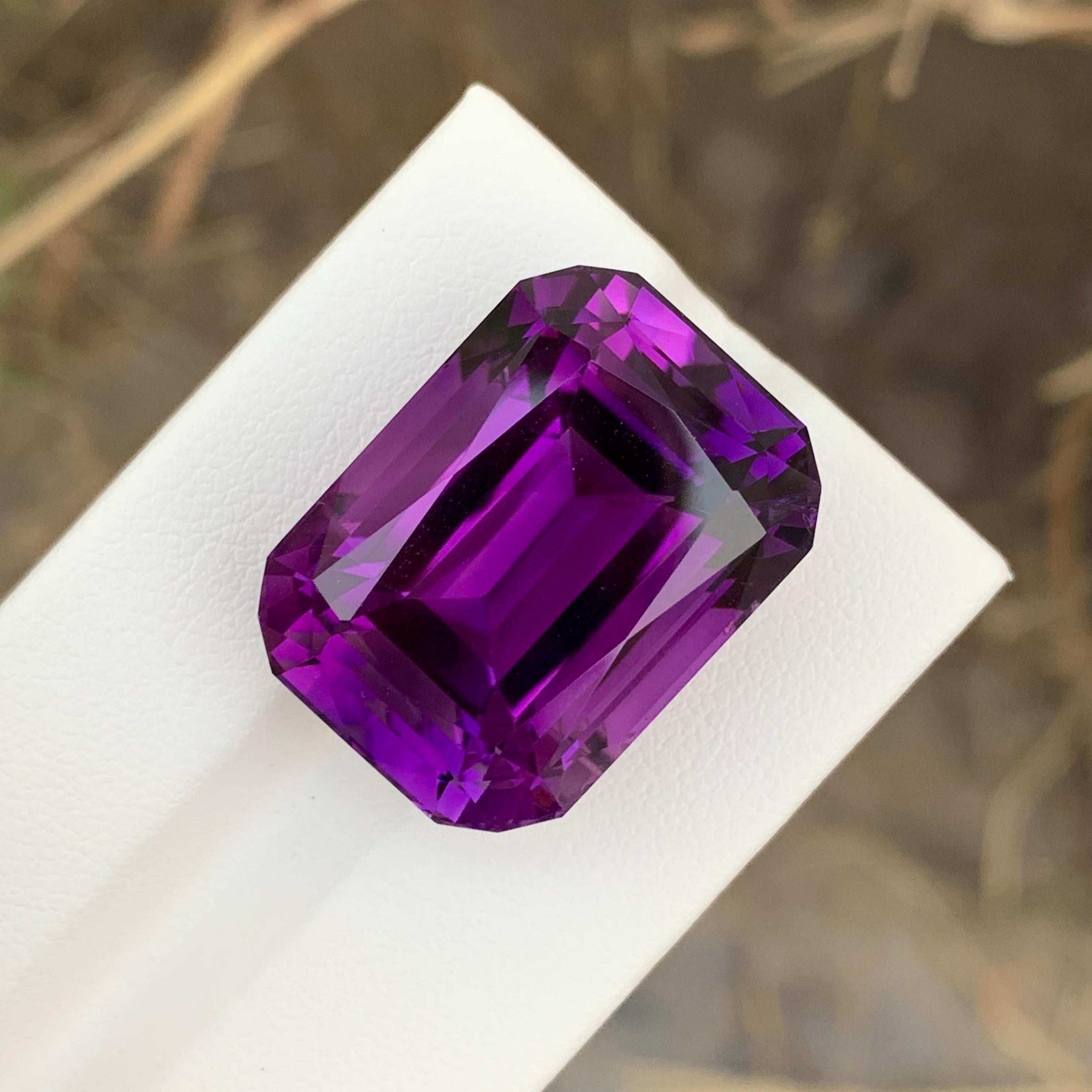 42.70 Carat Natural Loose Emerald Shape Dark Purple Amethyst Gem For Necklace  For Sale 3