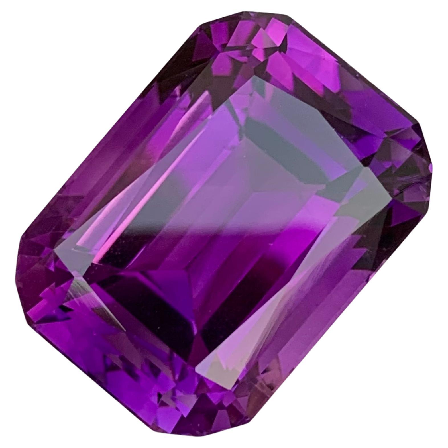 42.70 Carat Natural Loose Emerald Shape Dark Purple Amethyst Gem For Necklace  For Sale