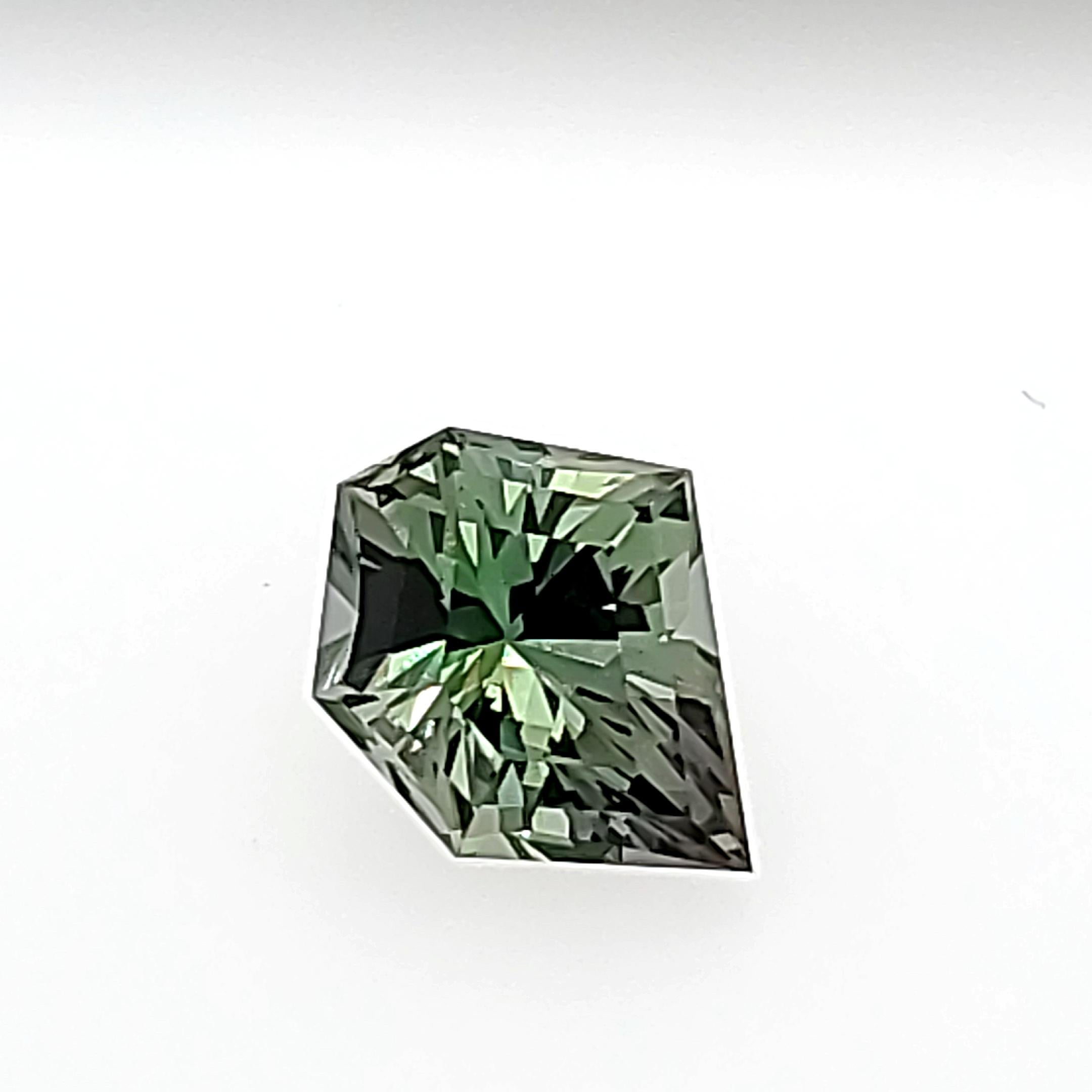 Mixed Cut 4.27ct Freeform GREEN Zoisite (same mineral as Tanzanite!)  Unique Cut & Color! For Sale