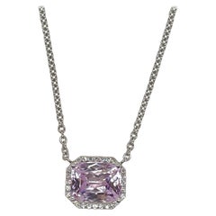 4.27ct Kunzite & Diamond Pendant Necklace