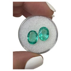 4.27tcw 10x8 Matching Colombian Emeralds - Oval Cut  Genuine Loose Gems