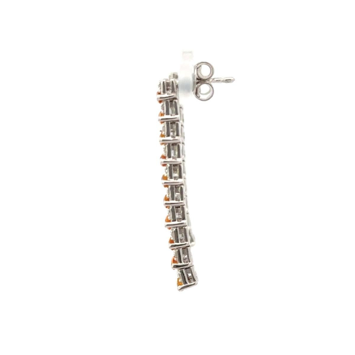 Art Deco 4.28 Carat Citrine Long Linear Dangle Silver Earrings for Bridesmaid Gif For Sale