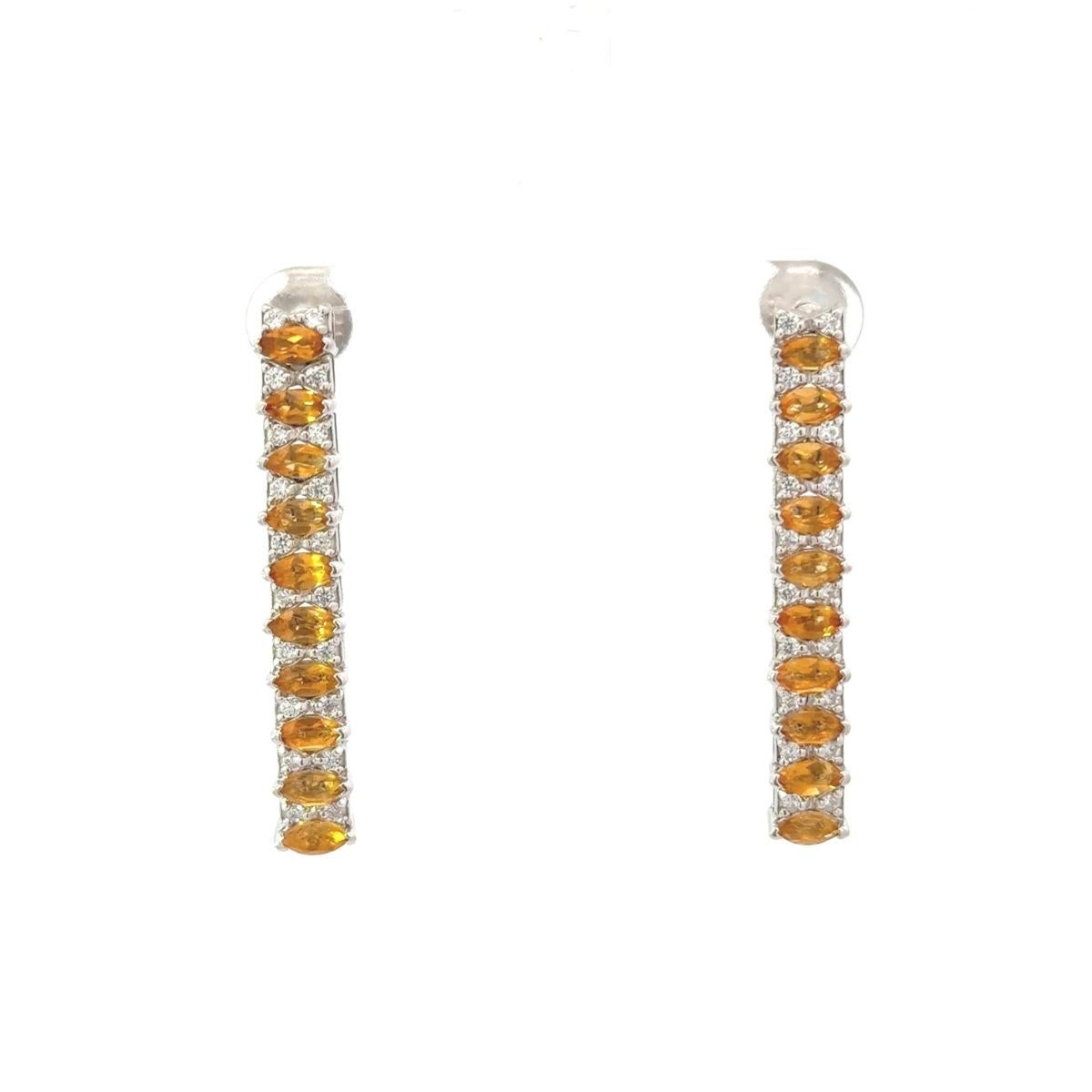 4.28 Carat Citrine Long Linear Dangle Silver Earrings for Bridesmaid Gif For Sale 2
