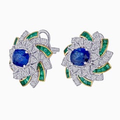 4.28 Carat Colored Stones and Diamond Earrings in 18K White Gold