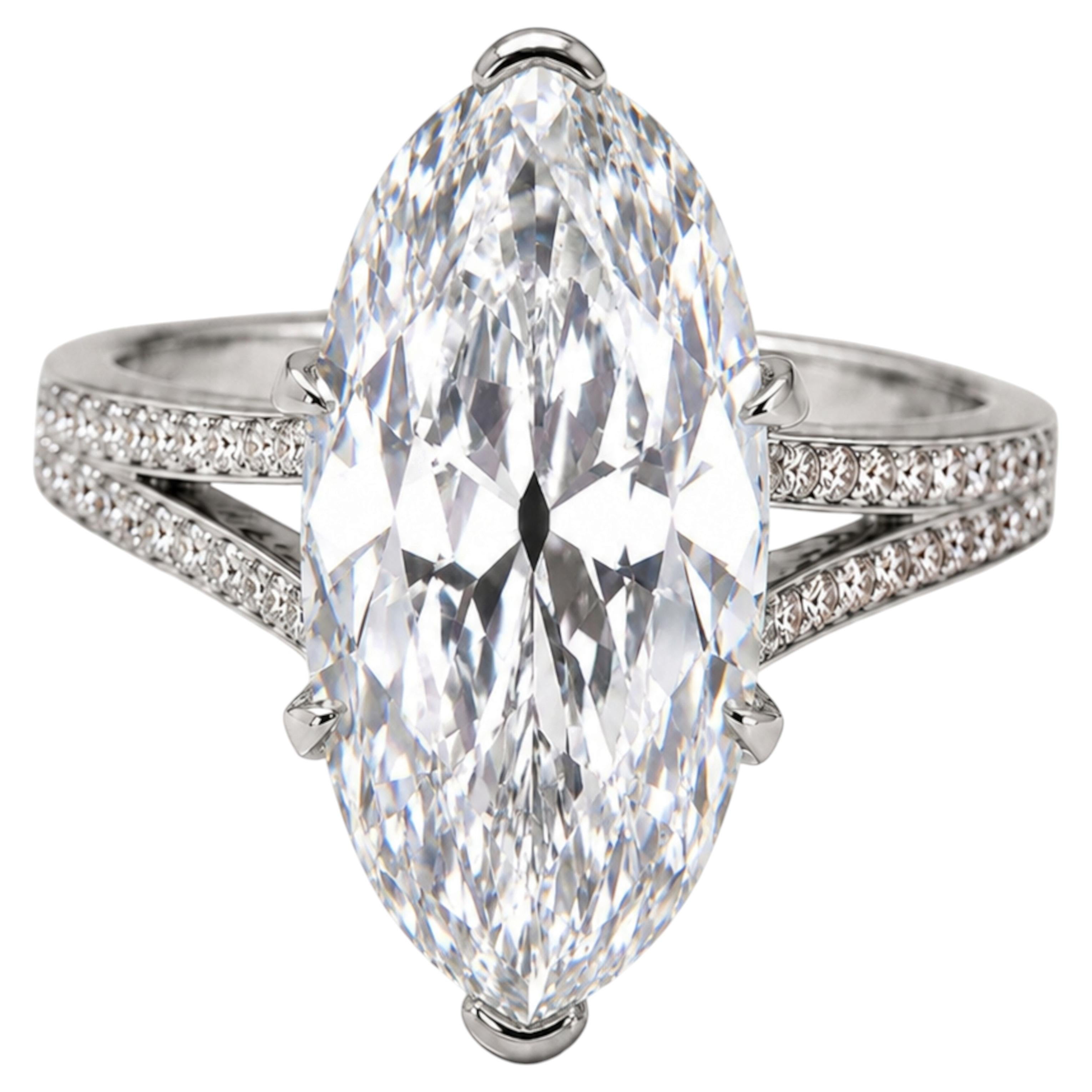 Anillo de diamantes brillantes ovalados con certificado GIA de 4,28 quilates - Platino en venta