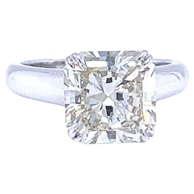 4.28 Carat Natural Square Radiant Cut Diamond Engagement Ring in Platinum For Sale