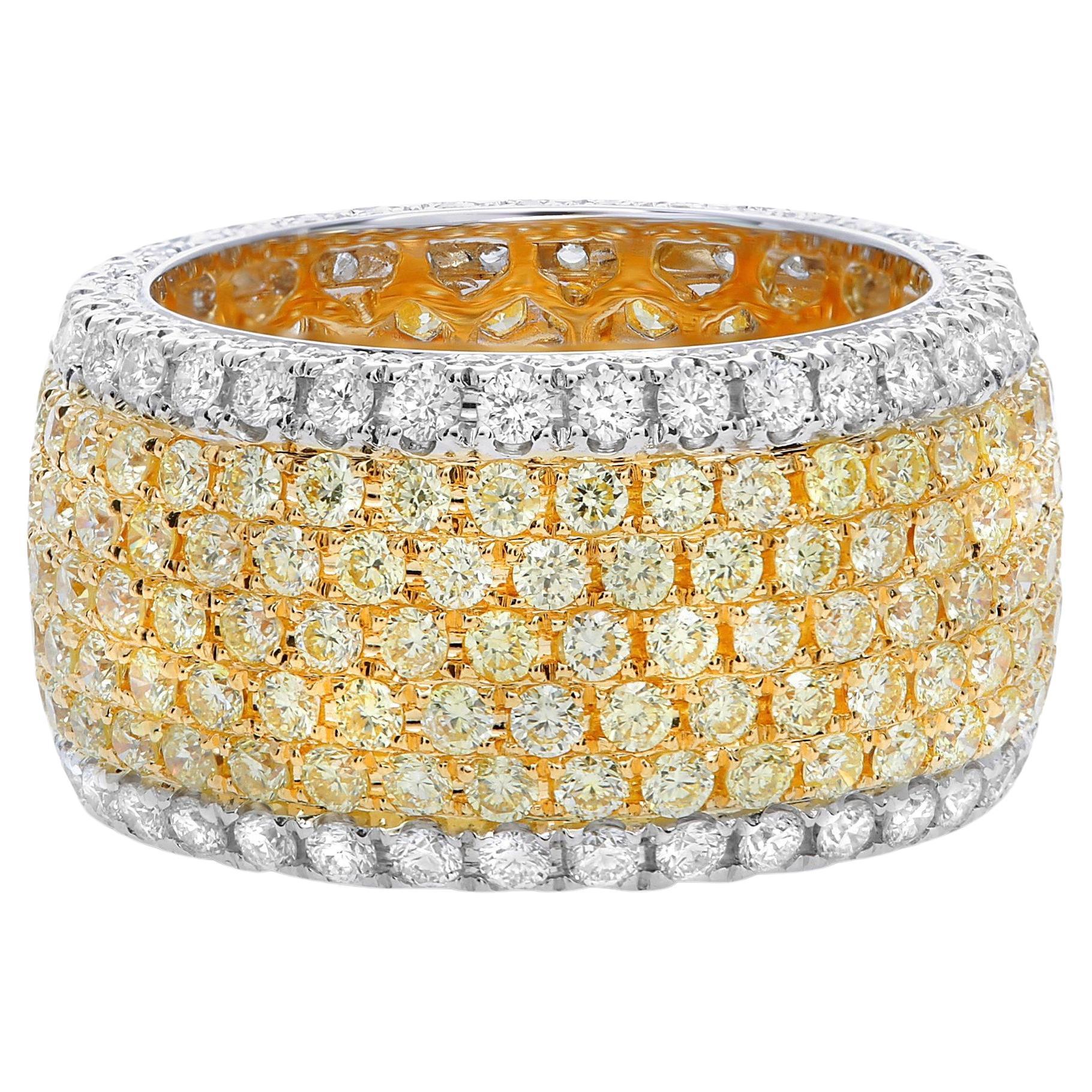 4.28 Carat Pave Two Tone Diamond Eternity Band For Sale