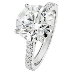 4.28 Carat Round Brilliant Diamond Ring Brilliant White 18K Gold Quiet Power