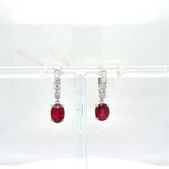 4.28 Carat Ruby Diamond Platinum Dangling Earrings