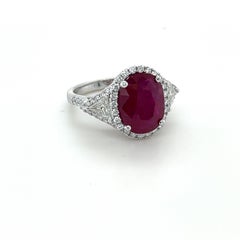 4.28 Carat Ruby & Diamond Ring in 18 Karat White Gold