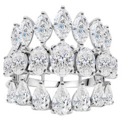 4.28 Carat SI Clarity HI Color Multi Shape Diamond Ring 18 Karat White Gold