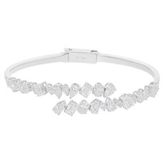 Bracelet jonc en or blanc 14 carats avec plusieurs diamants de 4,28 carats SI/H