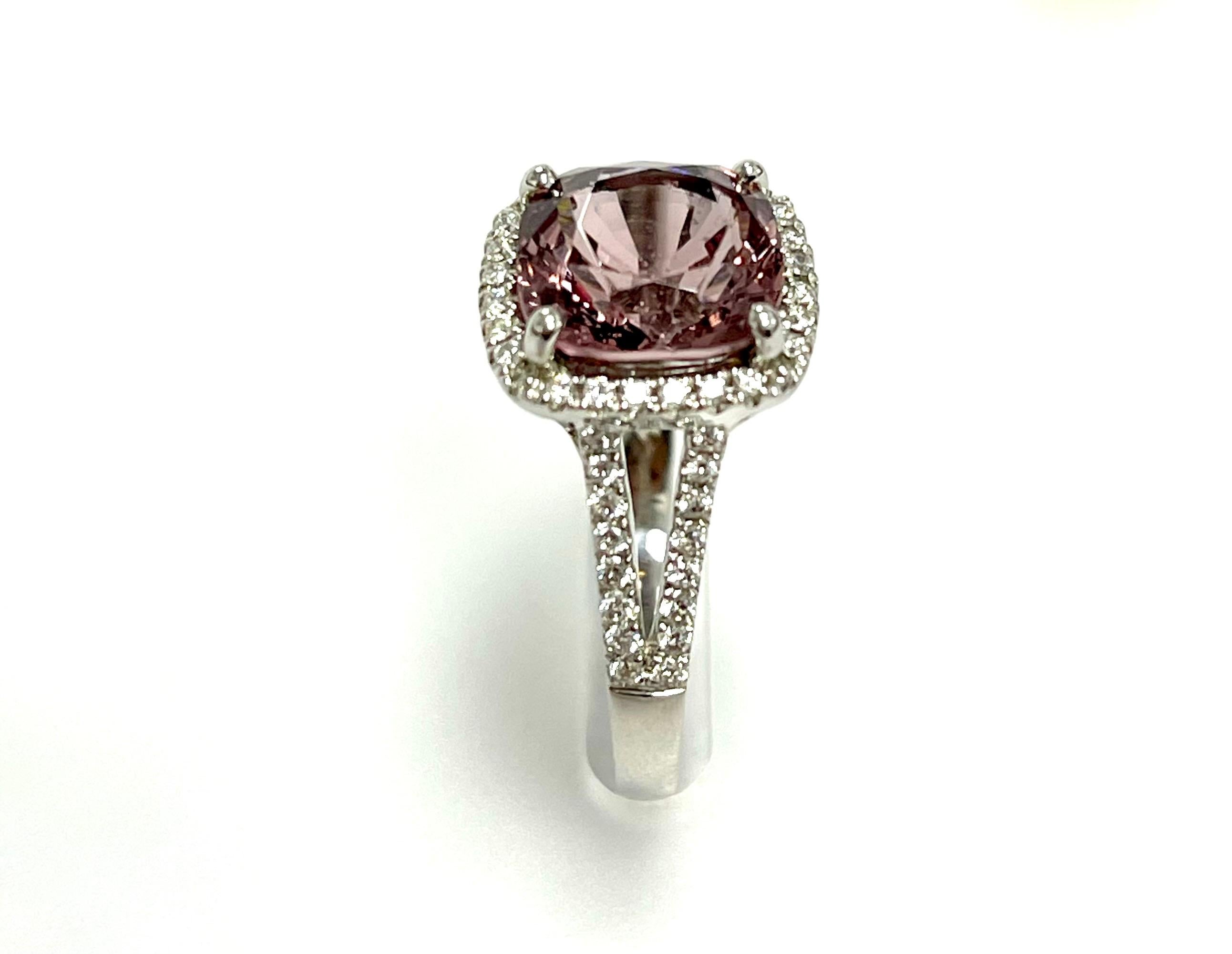 Antique Cushion Cut 4.28 Carat Spinel Diamond Cocktail Ring For Sale