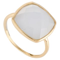 4.28 CTW Bezel Set Chalcedony Gemstone Rings in 14k Solid Yellow Gold