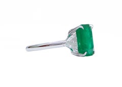 4.28 Ct Emerald, Diamonds, 18 Karat White Gold Ring