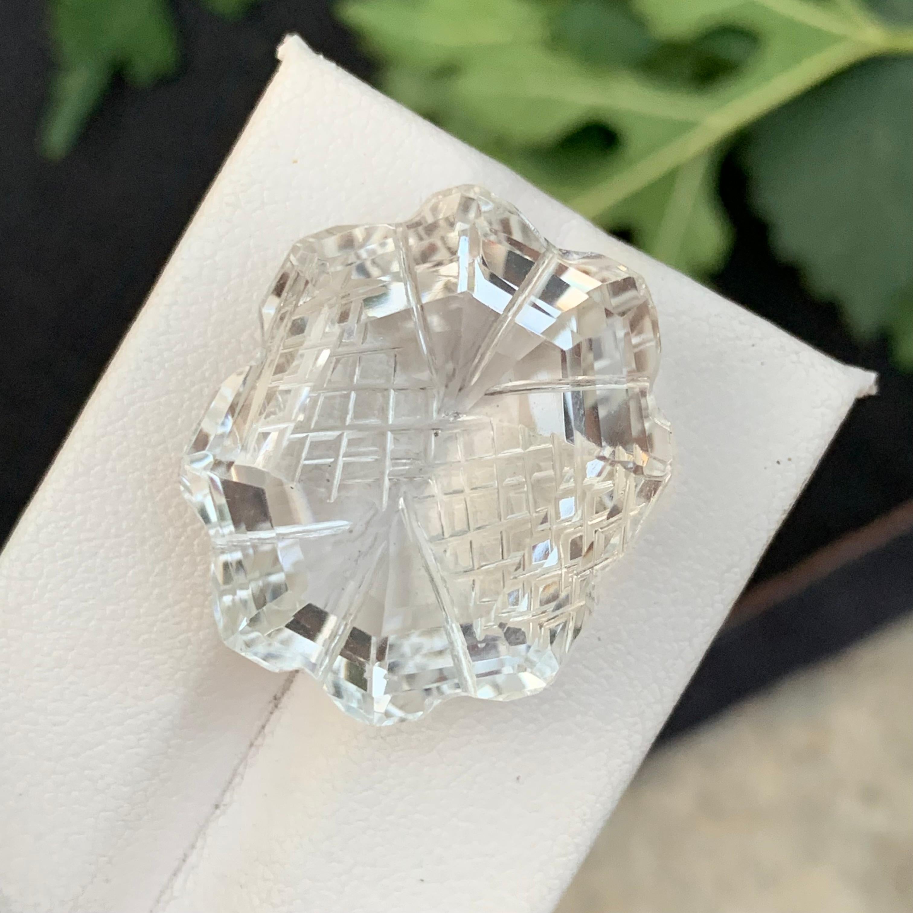 42.80 Carat Natural Loose Clear Crystal Quartz Carving For Necklace Jewelry  For Sale 4