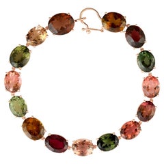 Bracelet en or 18 carats avec tourmaline multicolore de 42,86 carats