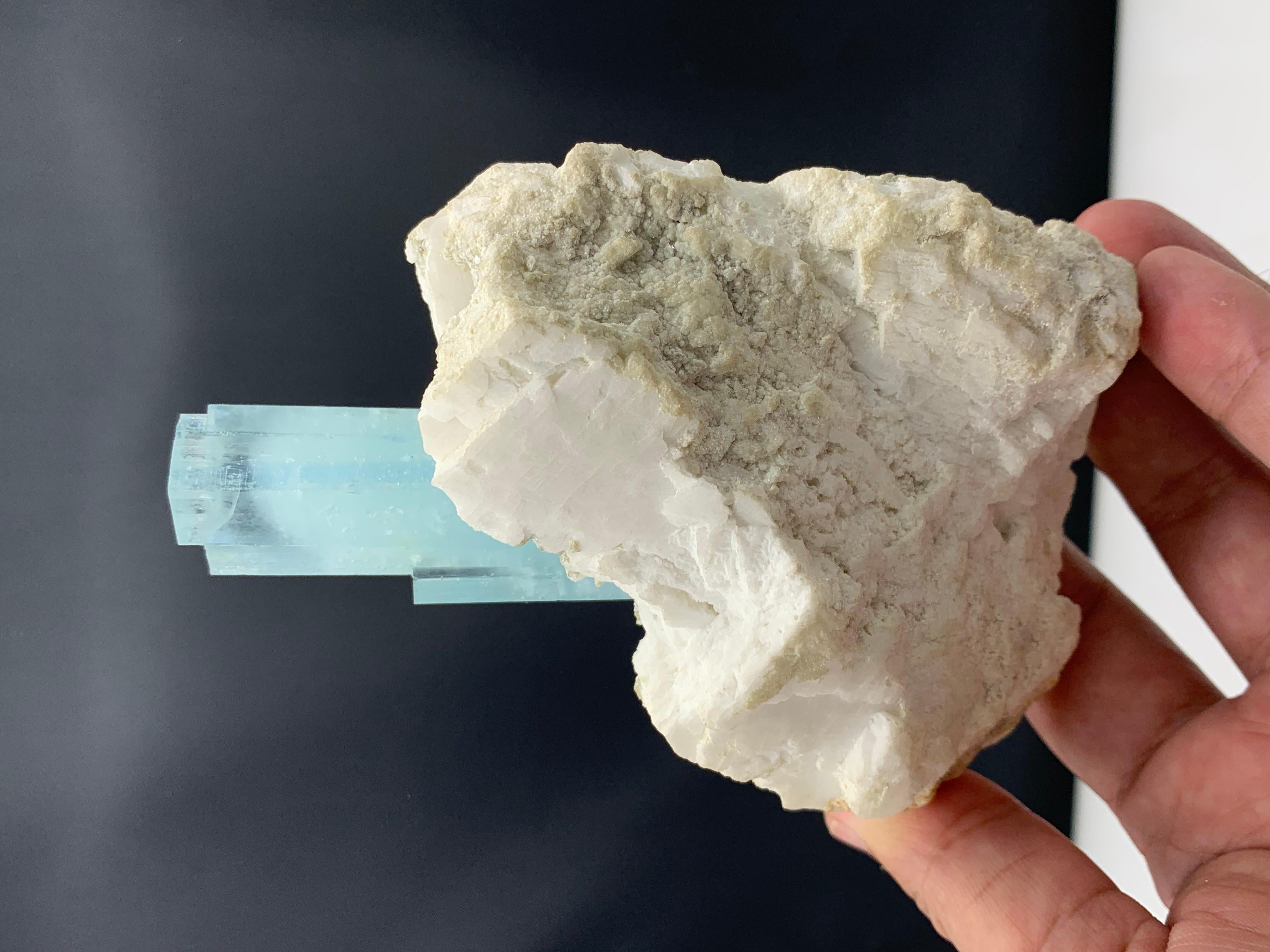428.97 Gram Amazing Dual Aquamarine Crystal Attach With Feldspar From Pakistan  For Sale 4
