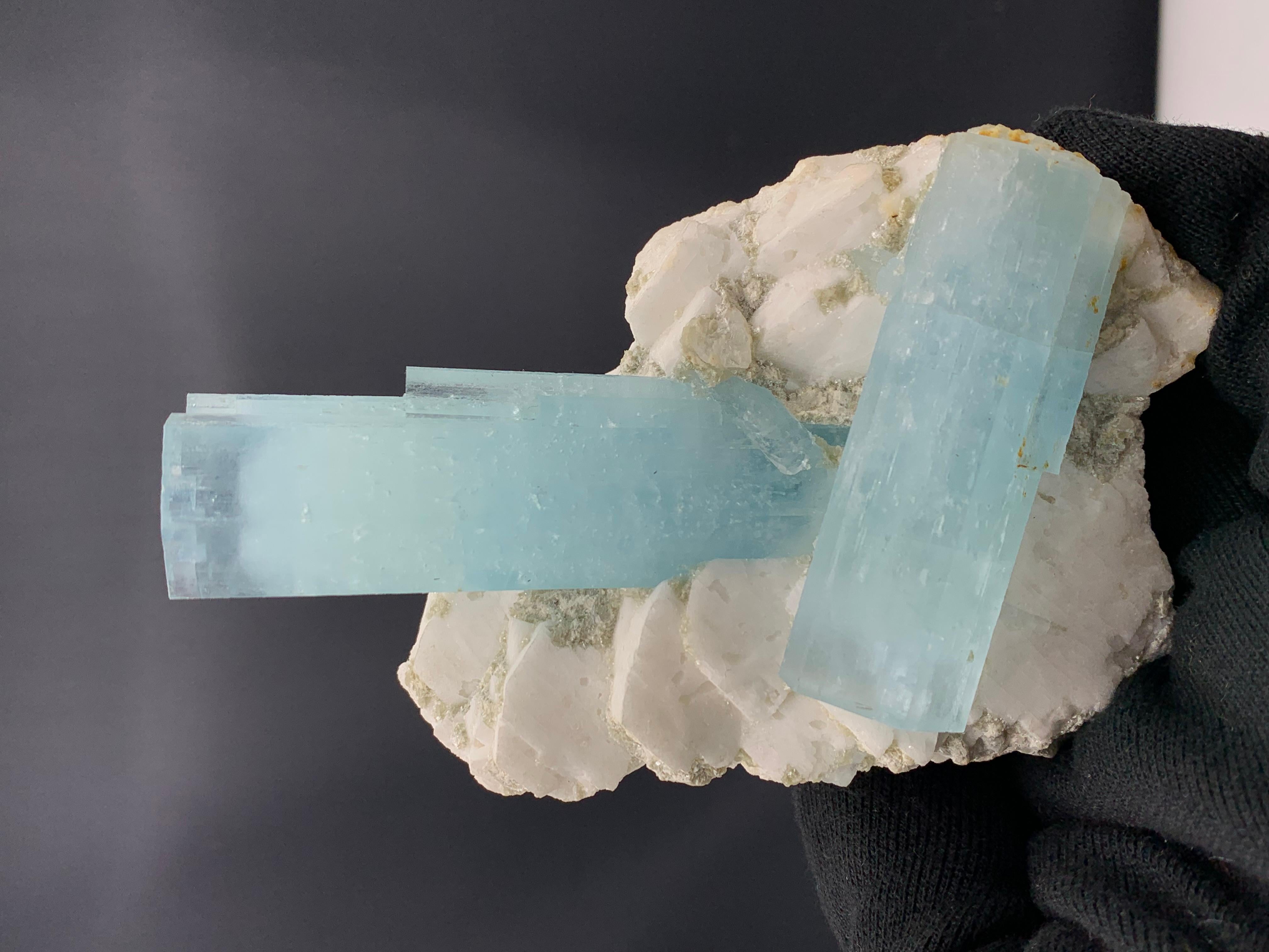 Other 428.97 Gram Amazing Dual Aquamarine Crystal Attach With Feldspar From Pakistan  For Sale