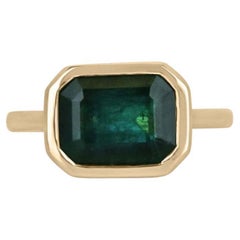 4.28ct 14K Natural Emerald Cut Solitaire Gold Ring