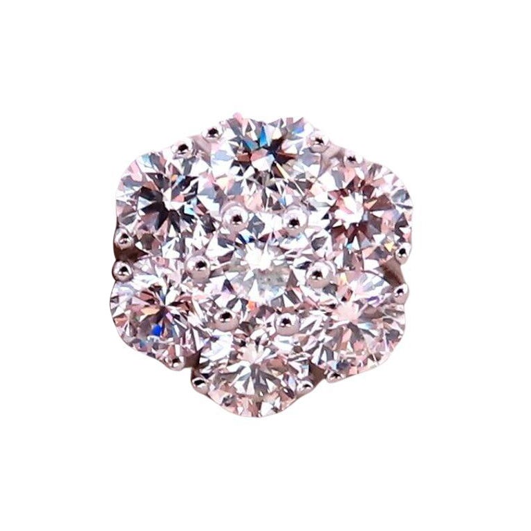 4.28ct. natural round diamond cluster earrings 14kt gold flower*