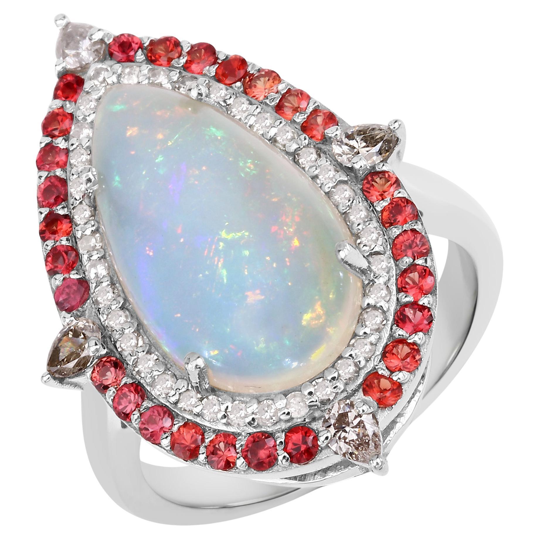 Platinum MultiColored Gemstones and Diamonds Cocktail Ring 5.37Cttw For Sale at 1stDibs