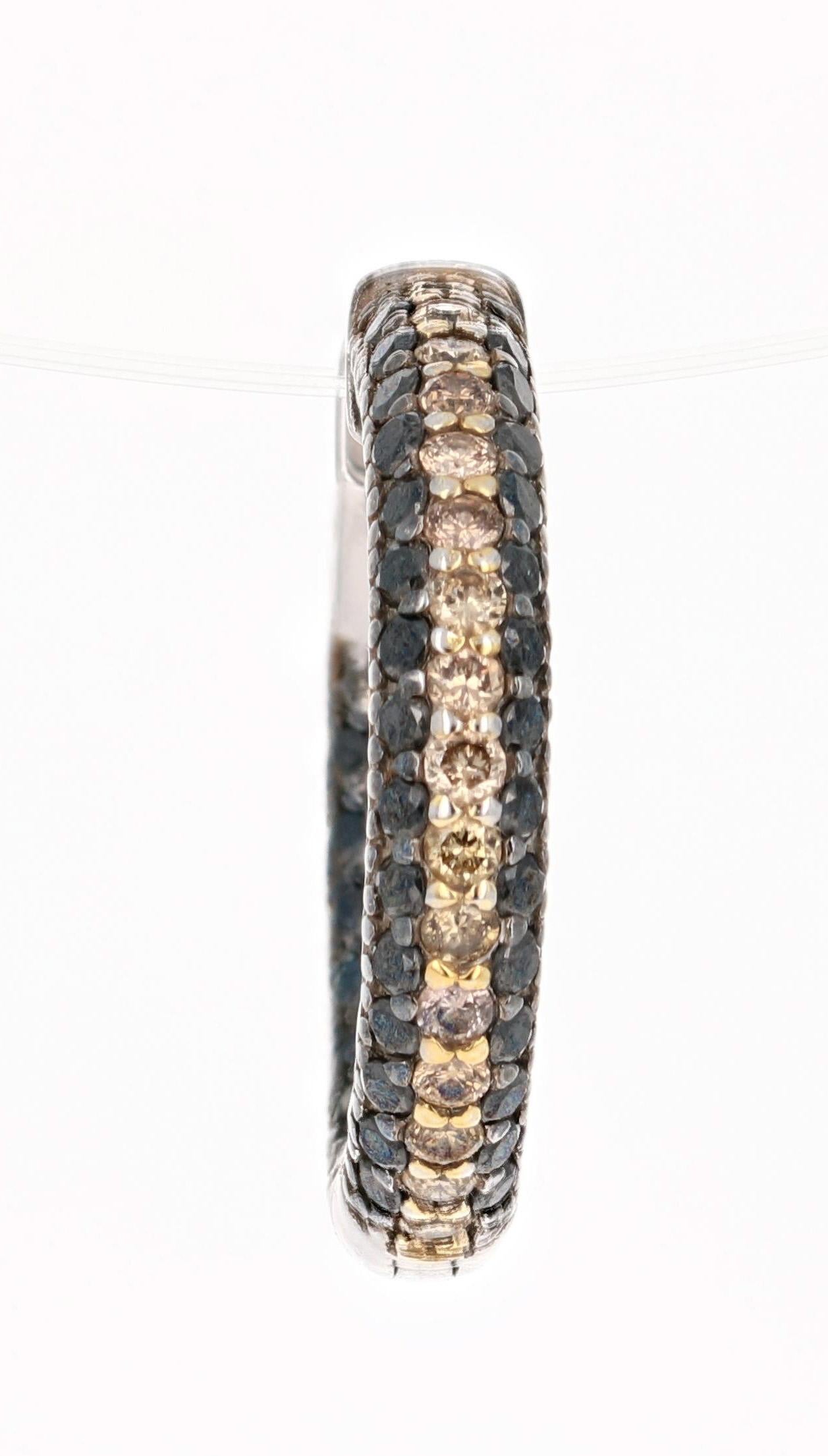 4.29 Carat Black Diamond Brown Diamond White Gold Hoops In New Condition For Sale In Los Angeles, CA