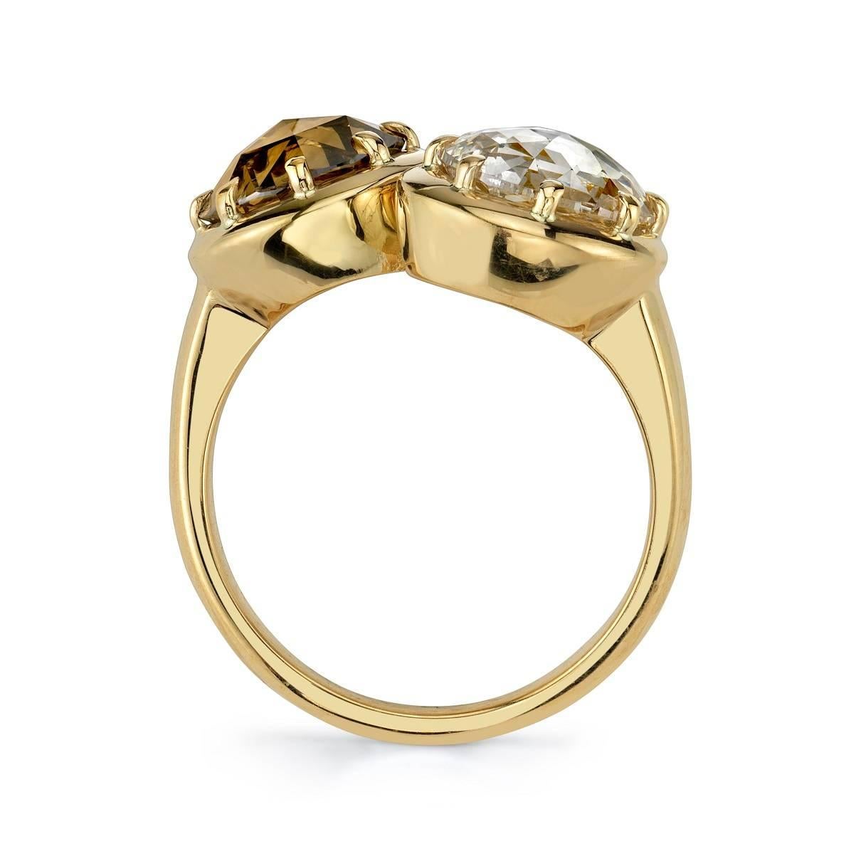 4.29 Carat Rose Cut Yellow Gold Bypass Ring In New Condition In Los Angeles, CA