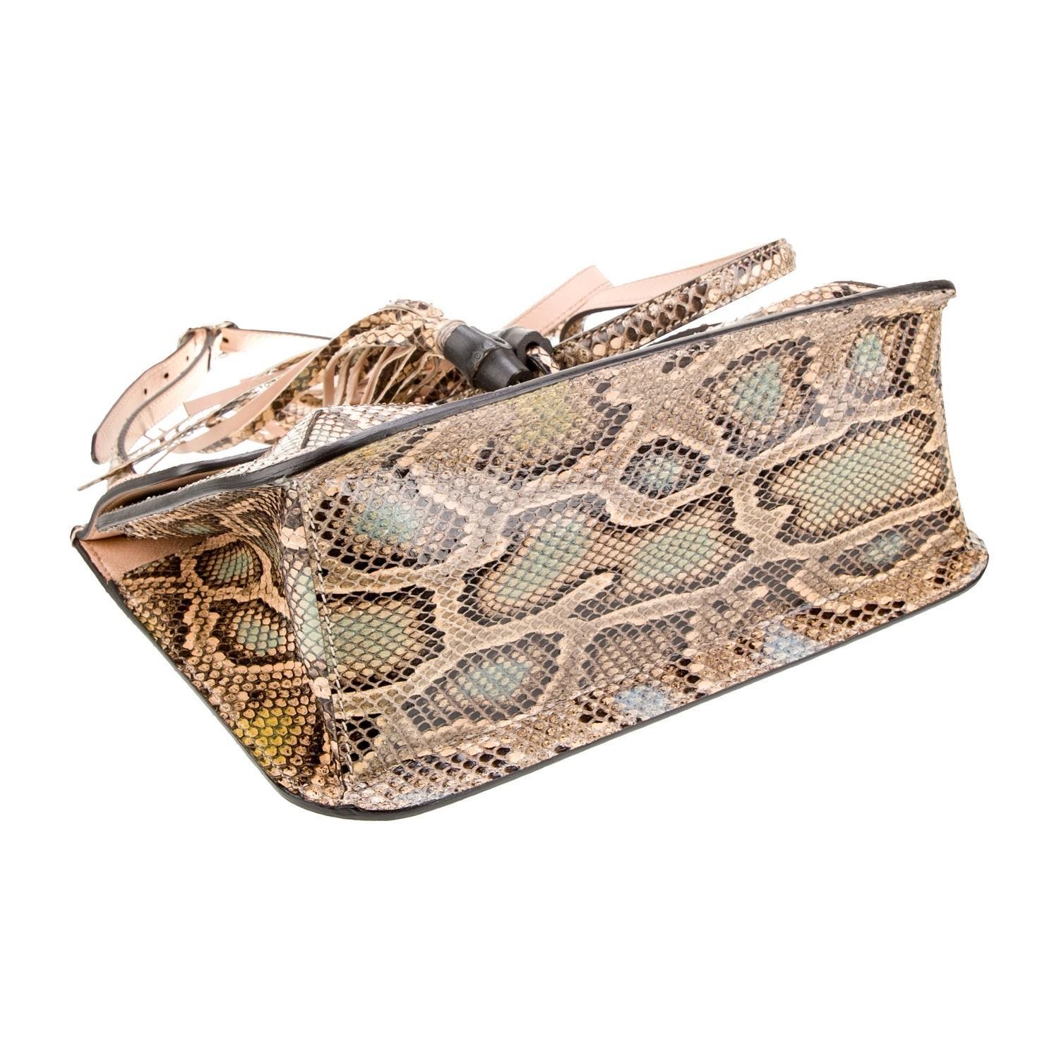 $4295 New Gucci Python Bamboo Medium Daily Bag Cruise 2015 Marrón en venta